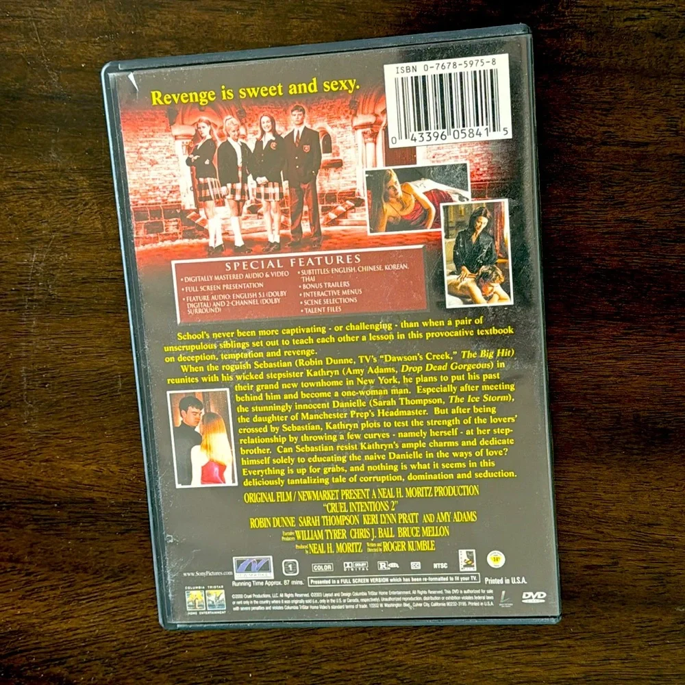 Cruel Intensions 2 DVD video Columbia Tri-Star Home entertainment Sony pictures.